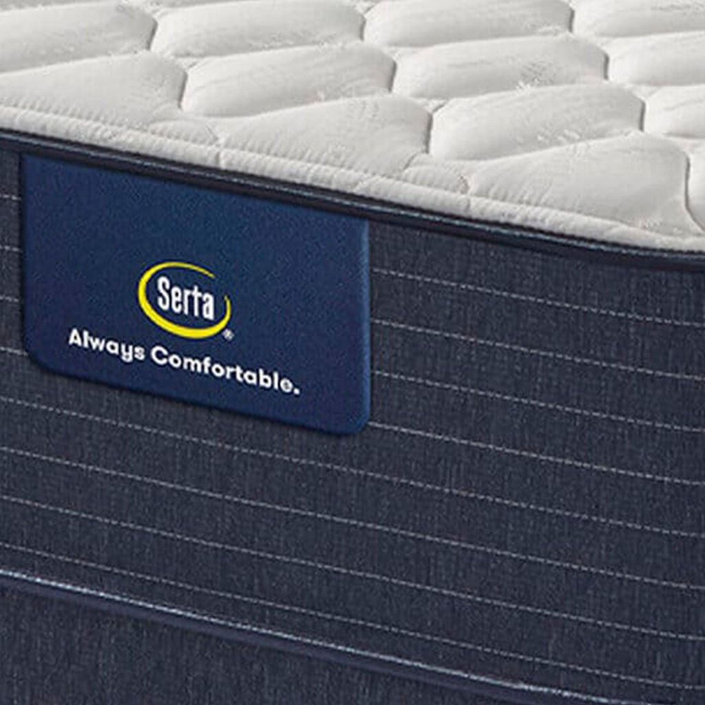 Corner view, showing label for a Serta Classic Firm 10.5"