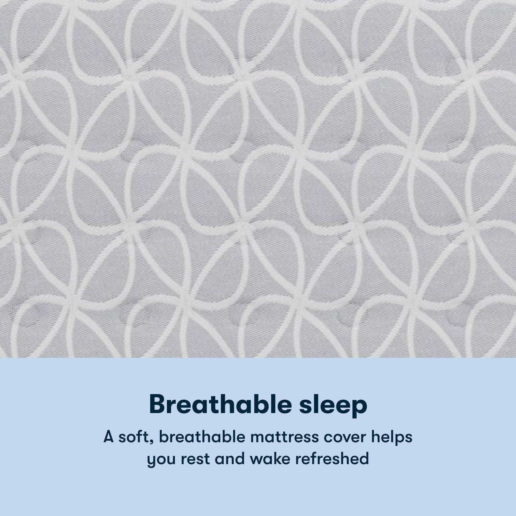 Serta Classic Clarks Hill Firm mattress with a chart underneath the image stating Breathable sleep. A soft, breathable mattress cover helps you rest and wake refreshed.