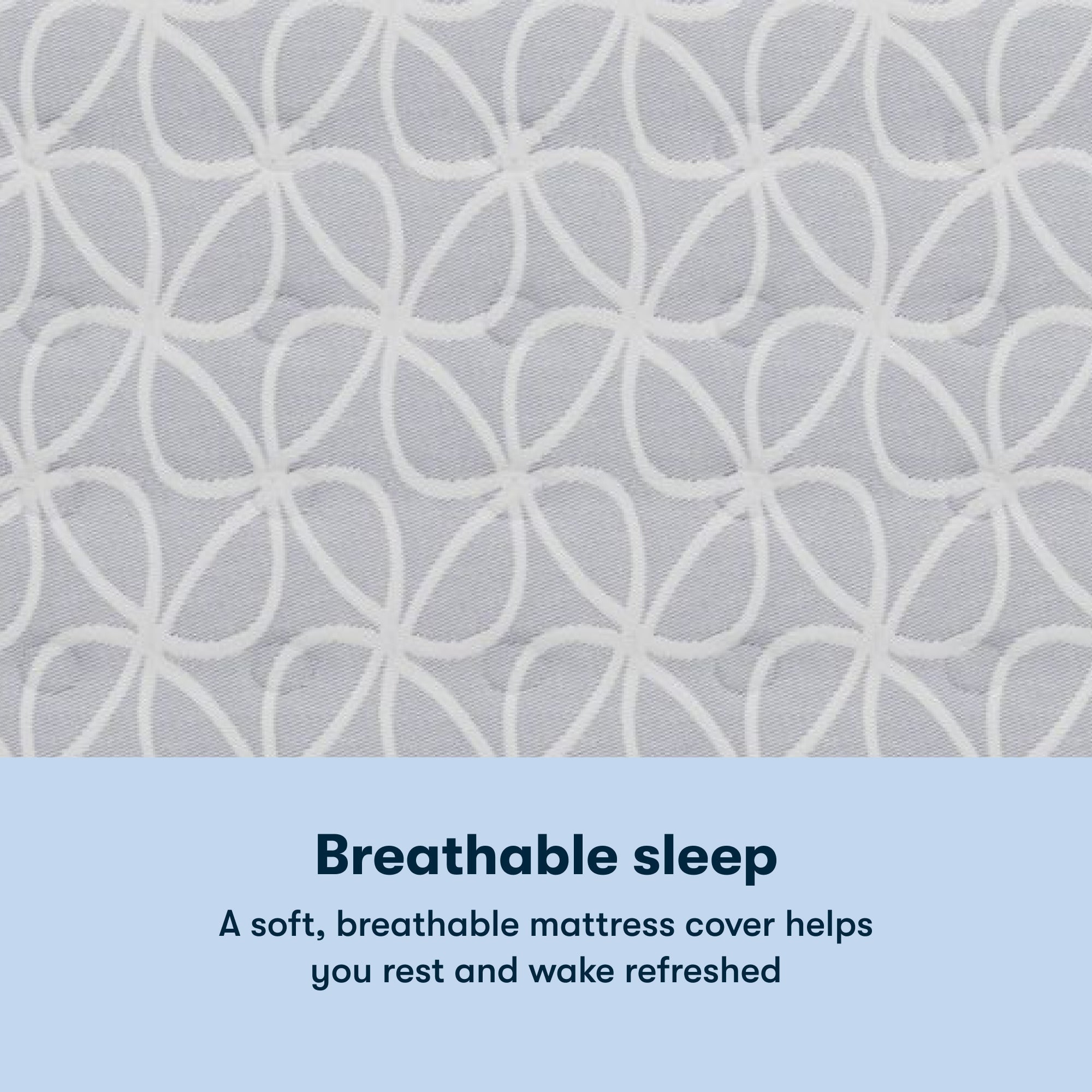 Serta Classic Clarks Hill Plush Pillow Top mattress with a chart underneath the image stating Breathable sleep. A soft, breathable mattress cover helps you rest and wake refreshed.