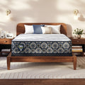 Serta Perfect Sleeper medium mattress on a wooden bed frame with pillows in a bedroom setting