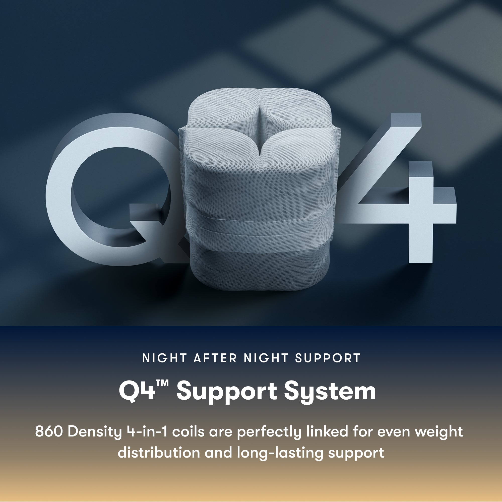 Serta perfect sleeper Q4 support system with text about night-after-night support and even weight distribution.