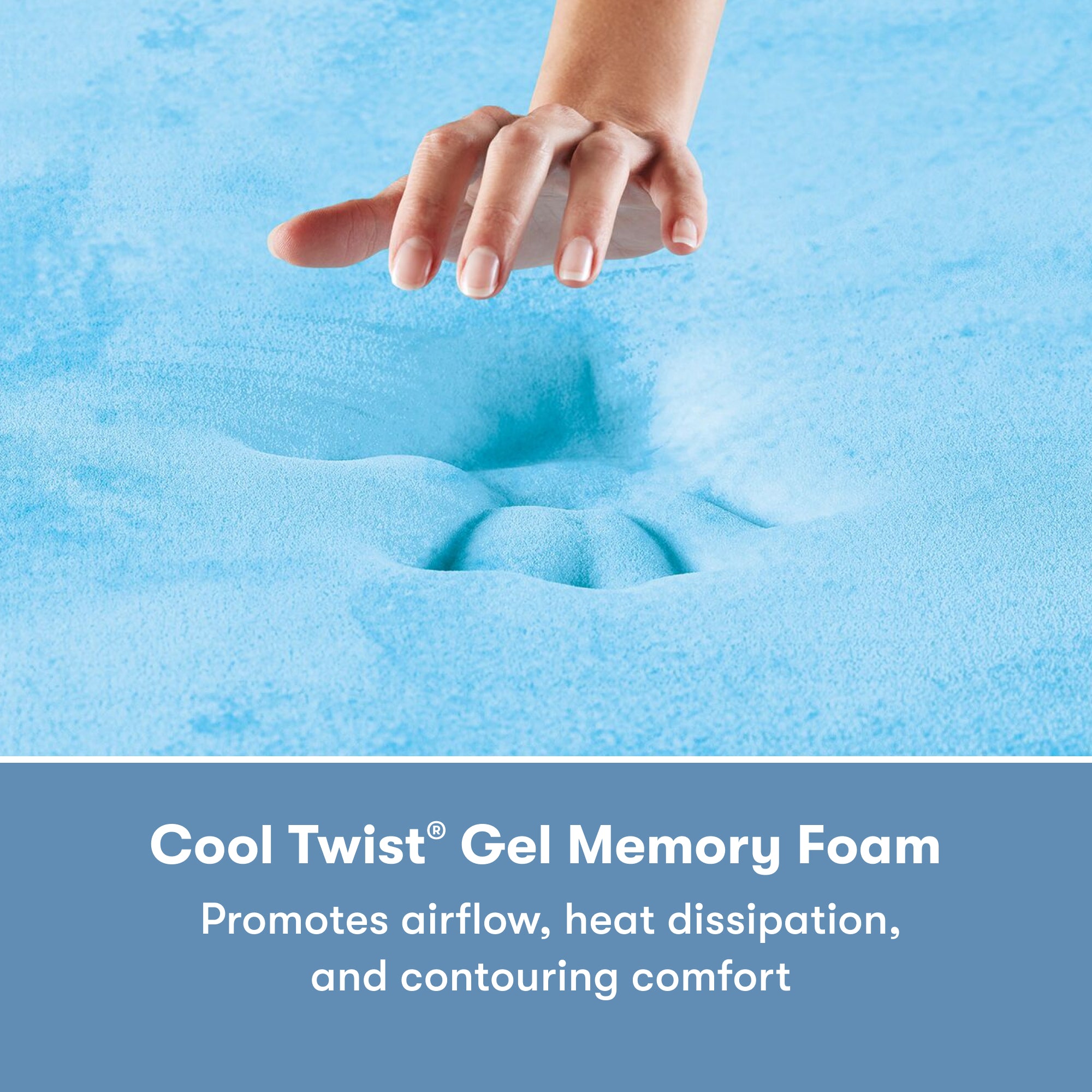 Woman's hand pressing on the memory foam inside of a Perfect Sleeper X Quilted Hybrid Max Firm Pillow Top Mattress || feel: Firm Pillow Top || level: Level 2