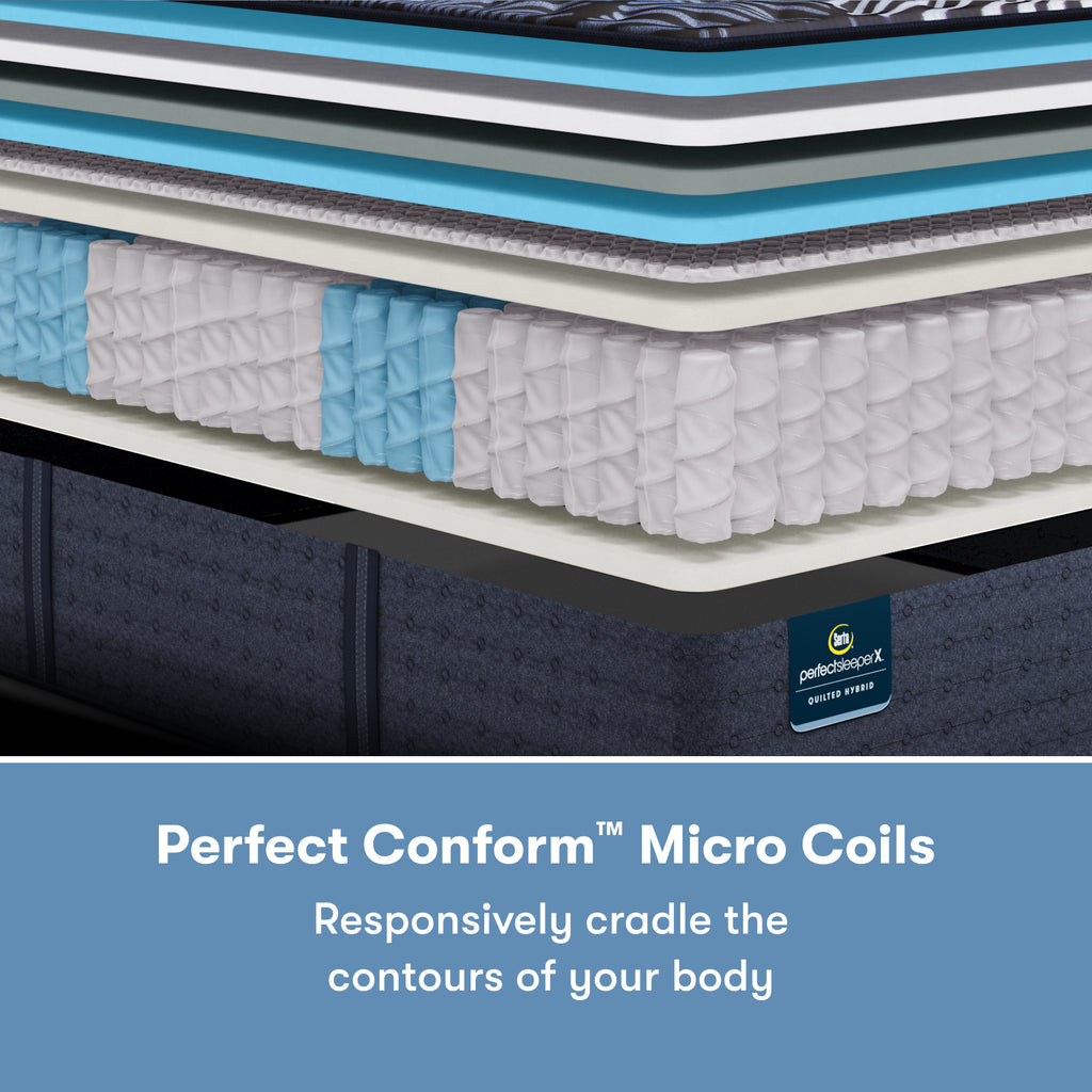 Inside look the Micro Coils of a Perfect Sleeper X Quilted Hybrid Max Plush Pillow Top Mattress || feel: Plush Pillow Top || level: Level 2